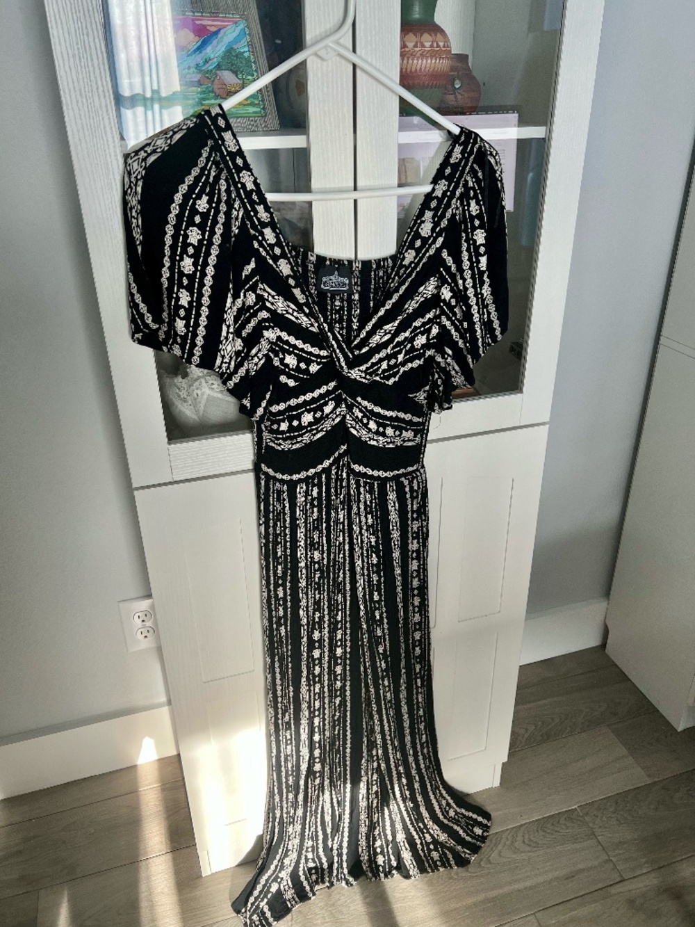 Angie Black and White Printed Maxi Dress, fits like M